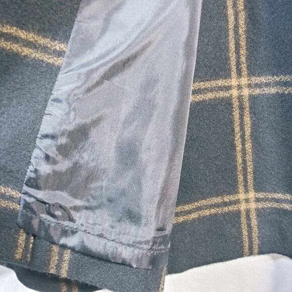 Halston Lifestyle Black Brown Windowpane Wool Toggle Closure Wrap Skirt Size 18 - Picture 4 of 10